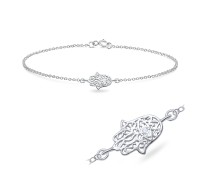 Hamsa Hand with Rhinestone Silver Bracelet BRS-23